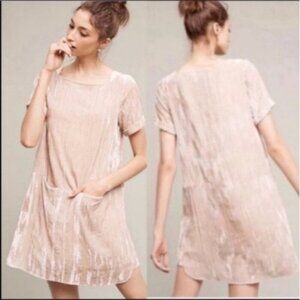 NWT Anthropologie Floreat Crushed Pleated Velour Dress Size XS